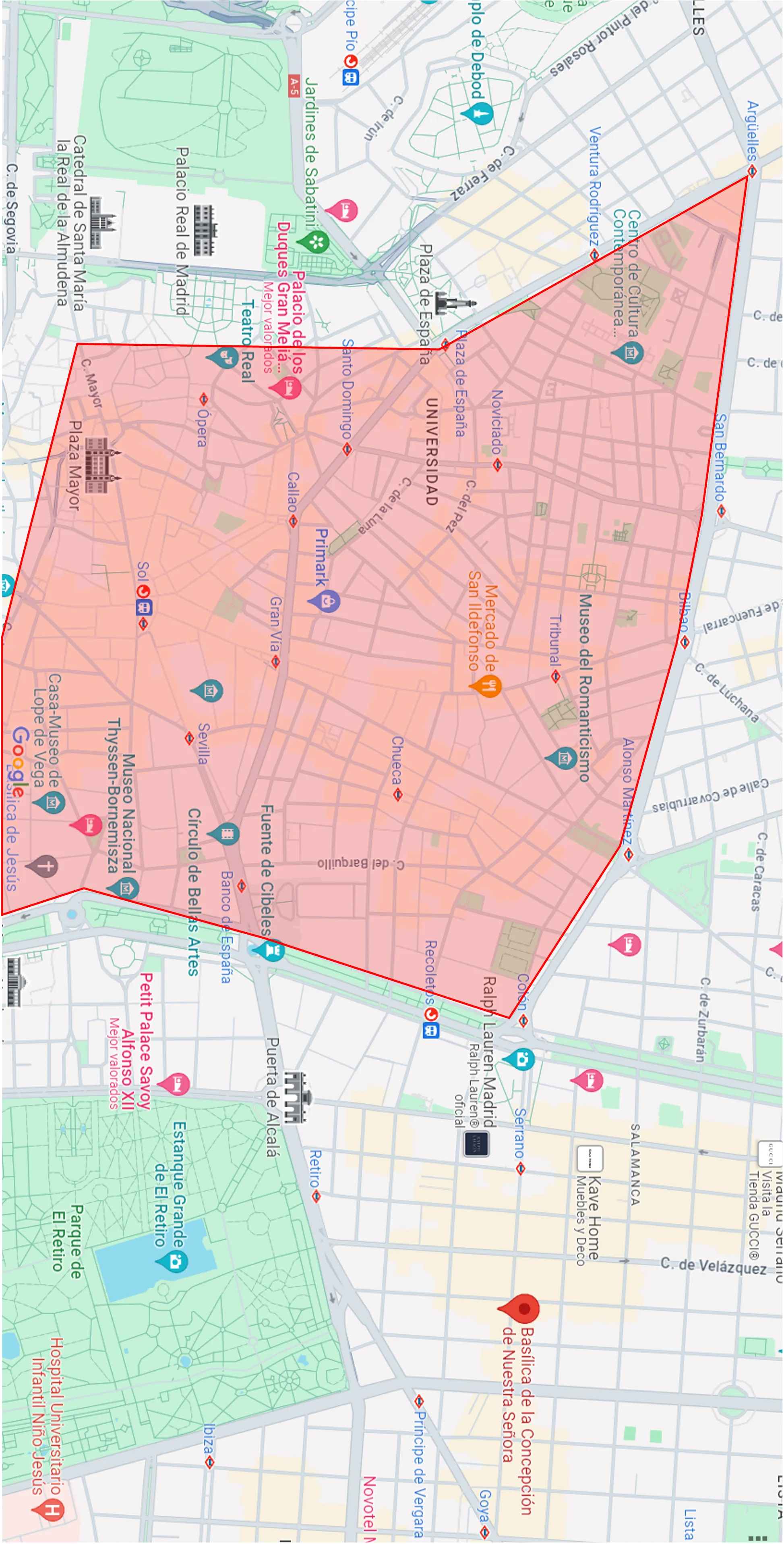 Zona NO recomendada de alojamiento.